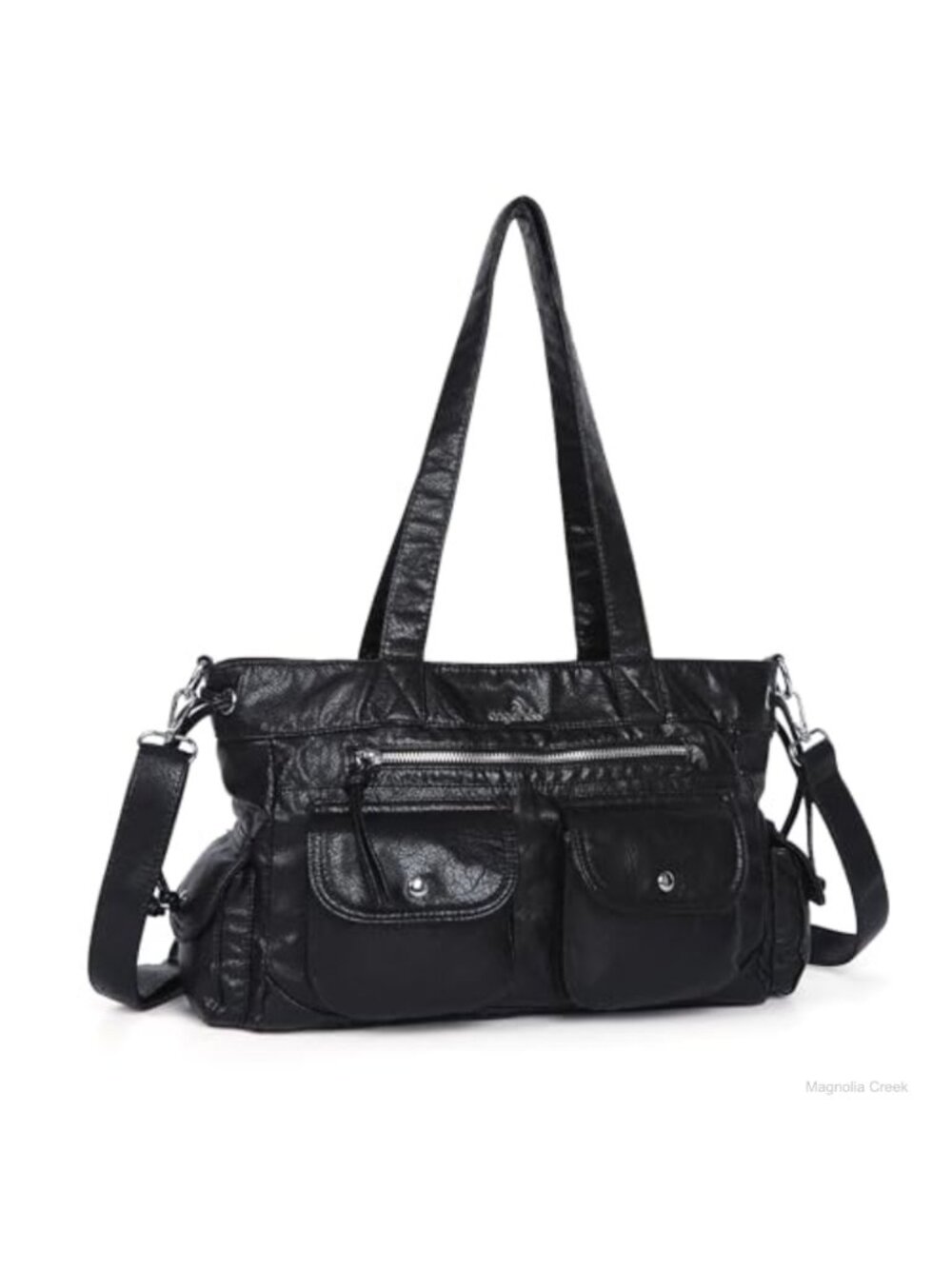 Vegan Leather Shoulder Bag Tote Purse Multi Pockets Crossbody Handbag